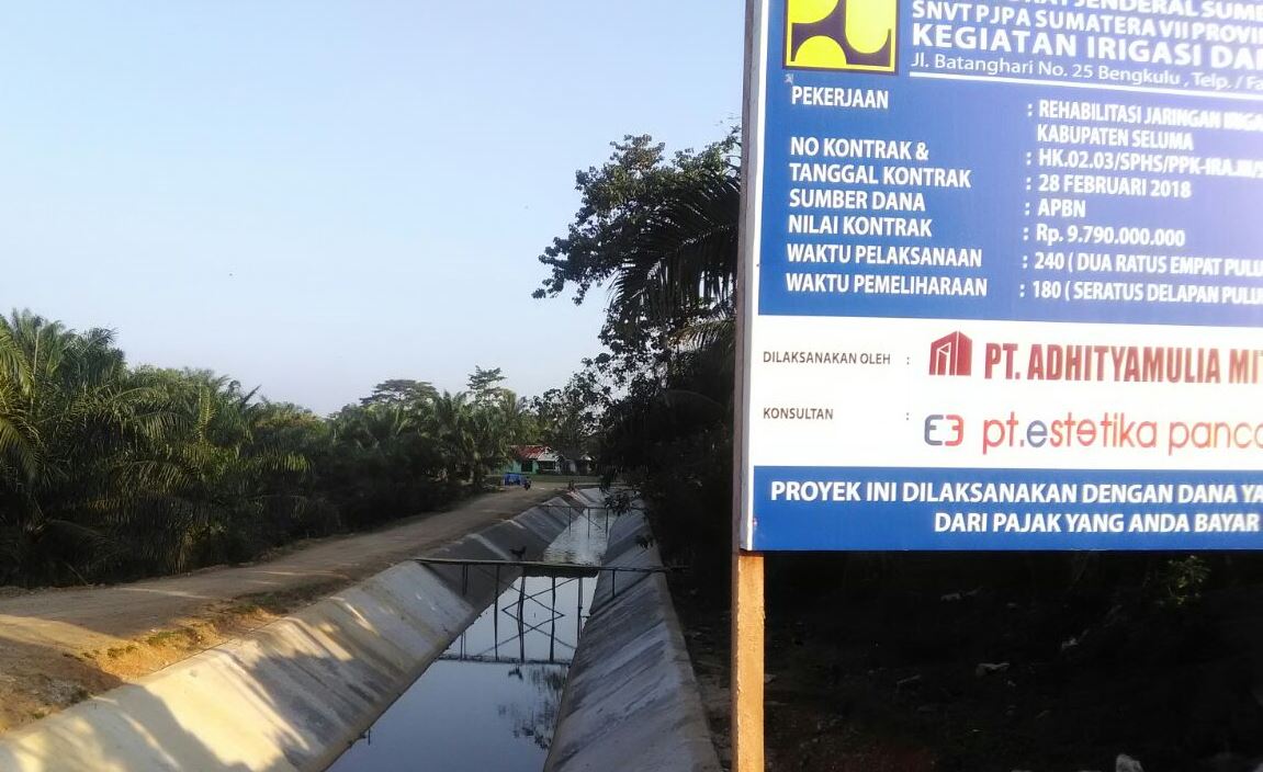 Kontraktor Kabur? Irigasi Seluma Tidak Ngalir