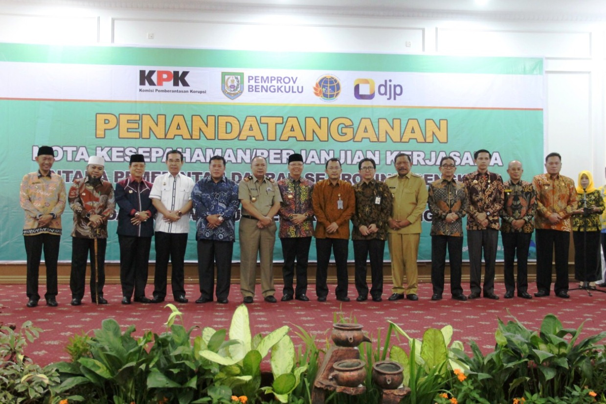 Pemda Se-Provinsi Bengkulu Bersama BPN dan Kanwil DPJ Tandatangani Nota Kesepahaman