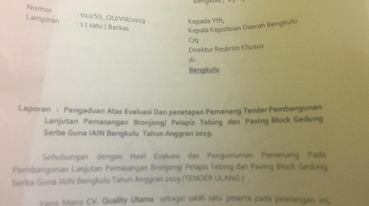 Merasa Dicurangi, Kontraktor akan Laporkan Panitia Lelang IAIN