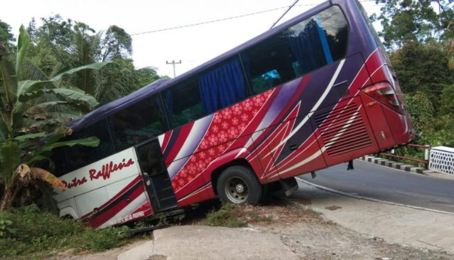 Angkut Rombongan Duta Hadis, Bus Putra Rafflesia Kecelakaan di Lampung