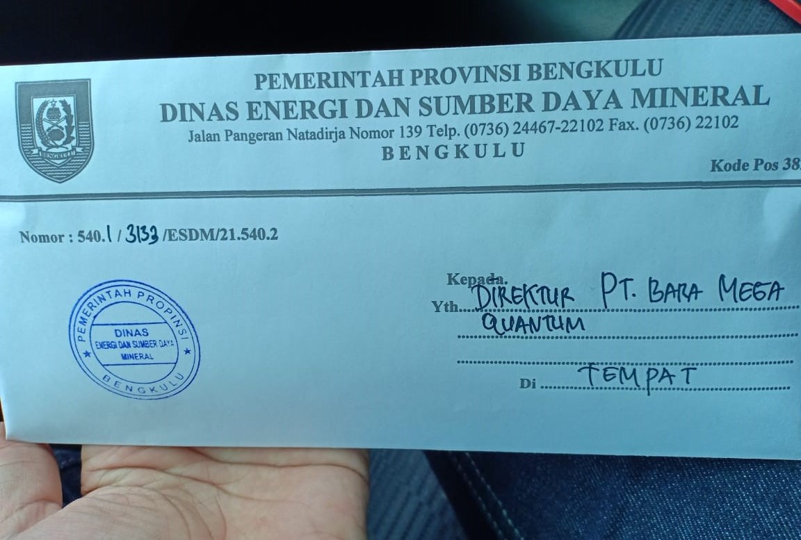 RKAB 2020 Disahkan, Bukti PT BMQ Milik Dinmar