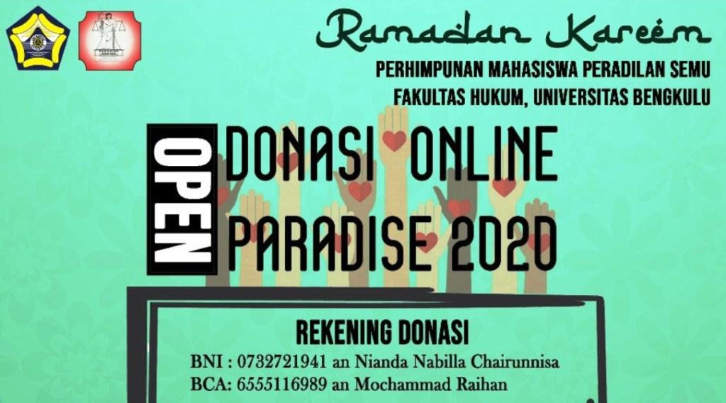 Peduli Sesama, Paradise FH UNIB Buka Donasi Online