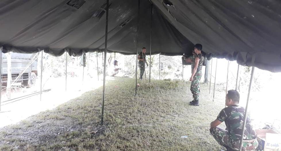 Segera Dimulai, Satgas TMMD Kodim 0105/Abar Kompak Dirikan Tenda