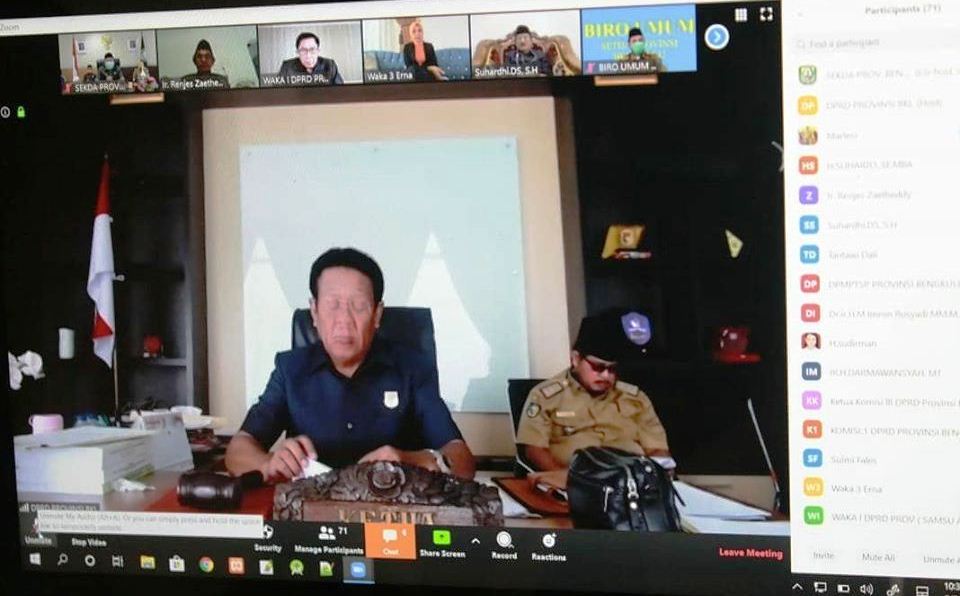 Paripurna DPRD Provinsi Bengkulu Virtual, Banmus Sepakati Materi Sidang Ke-2
