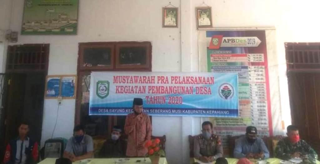 Pemdes Bayung Gelar Musyawarah Pra Pelaksanaan Pembangunan 2020