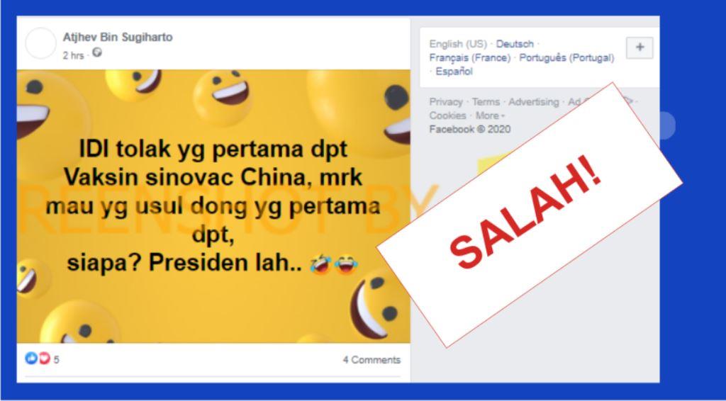 Cek Fakta: Tidak Benar IDI Tolak Divaksin COVID-19