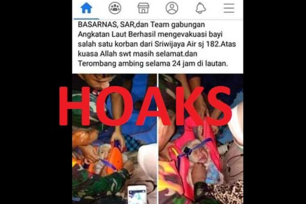 Cek Fakta: Tidak Benar Foto Bayi Selamat pada Insiden Sriwijaya Air SJ 182