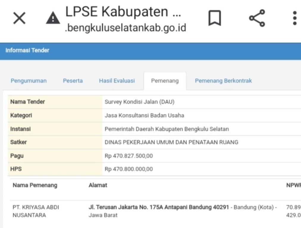 ULP Bengkulu Selatan Kembali Disorot, Menangkan Dua Perusahaan Asal Pulau Jawa