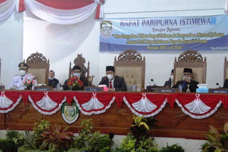 DPRD Seluma Gelar Paripurna Istimewa Pidato Bupati Seluma Periode 2021-2024