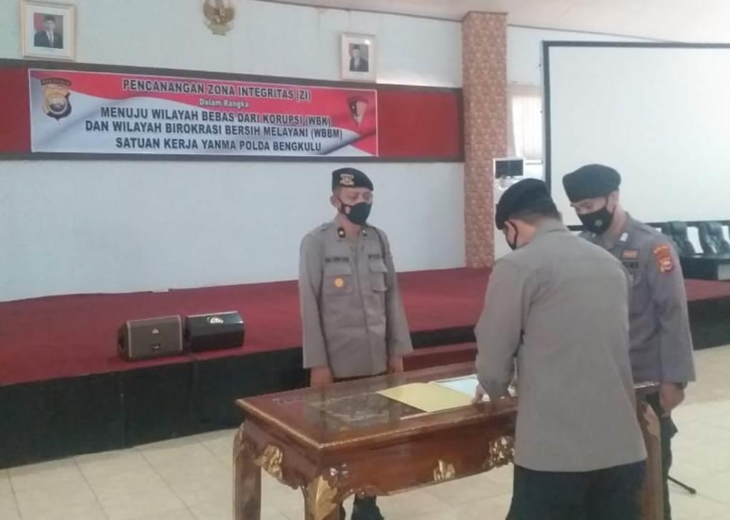 Yanma Polda Bengkulu Tandatangani Fakta Integritas Menuju WBK