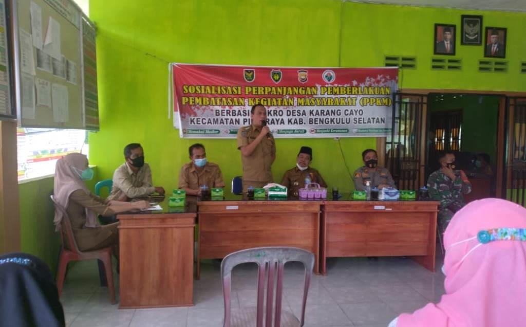 Pemdes Karang Cayo Gelar Sosialisasi PPKM Mikro, Masyarakat Diminta Patuhi Prokes