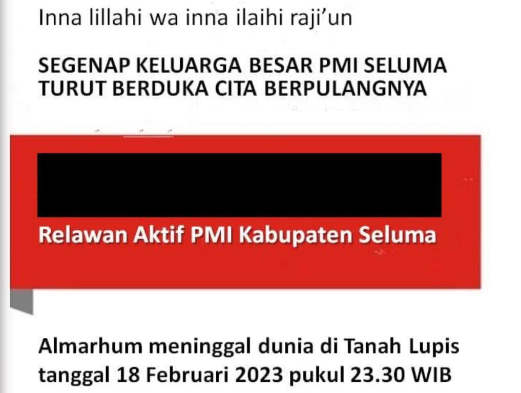 Kematian Relawan PMI Seluma Menyimpan Misteri, Keluarga Lapor Polisi