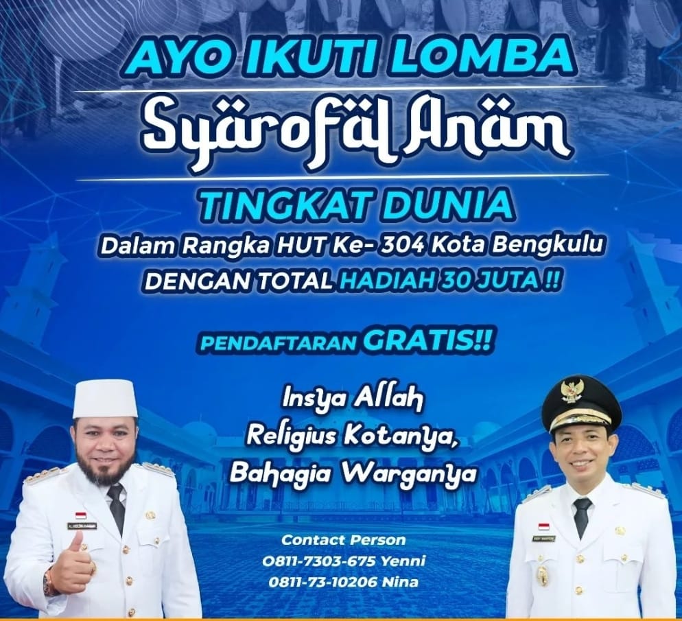 Pemkot Bengkulu Siapkan 30 Juta untuk Hadiah Lomba Sarafal Anam