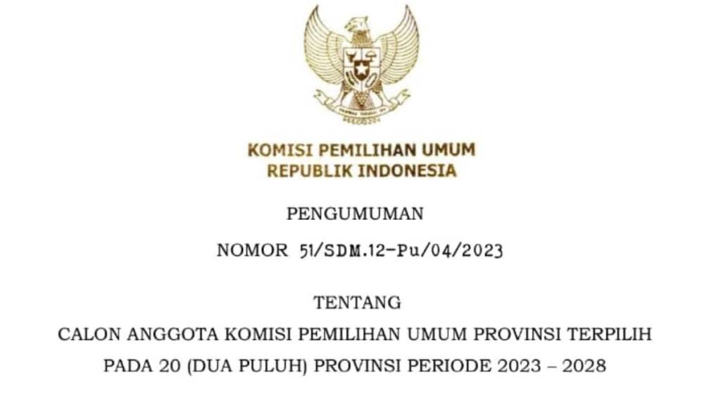 Resmi Terpilih, Ini 5 Komisioner KPU Provinsi Bengkulu Periode 2023-2028