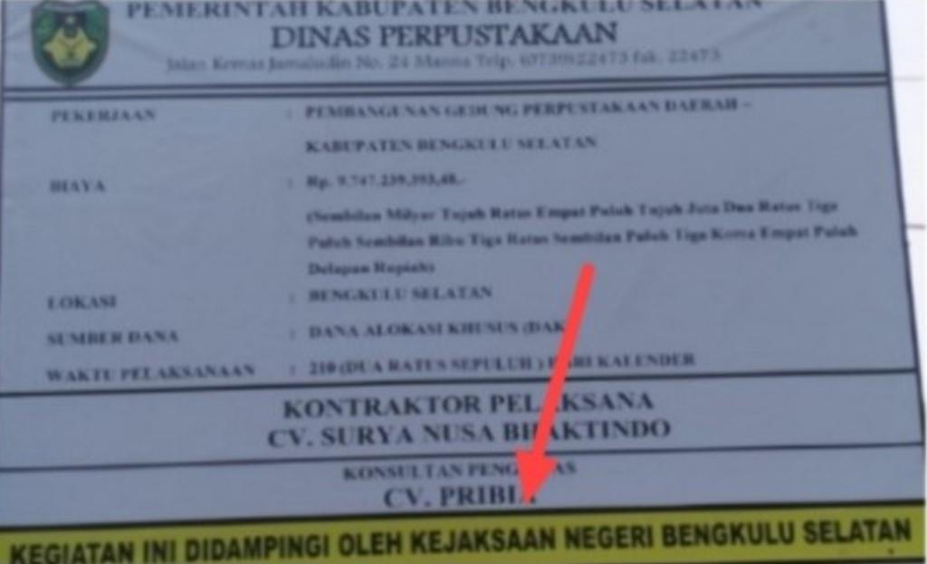 Jaksa Copot Papan Nama Proyek di Bengkulu Selatan