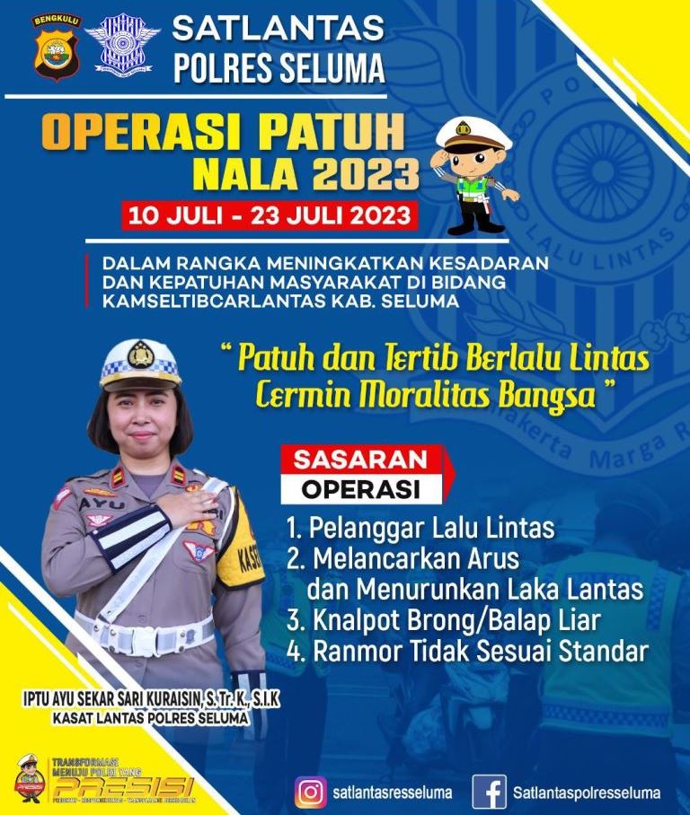 Operasi Patuh Nala Polres Seluma Dimulai, Catat Tanggalnya!