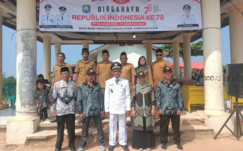 Pemerintah Desa Bukit Indah Kaur Gelar Upacara HUT RI ke-78