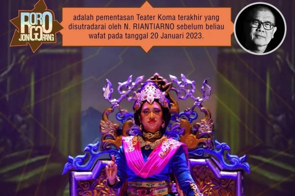 Teater Koma Roro Jonggrang Bakal Hadir di Bengkulu, Catat Tanggal Mainnya