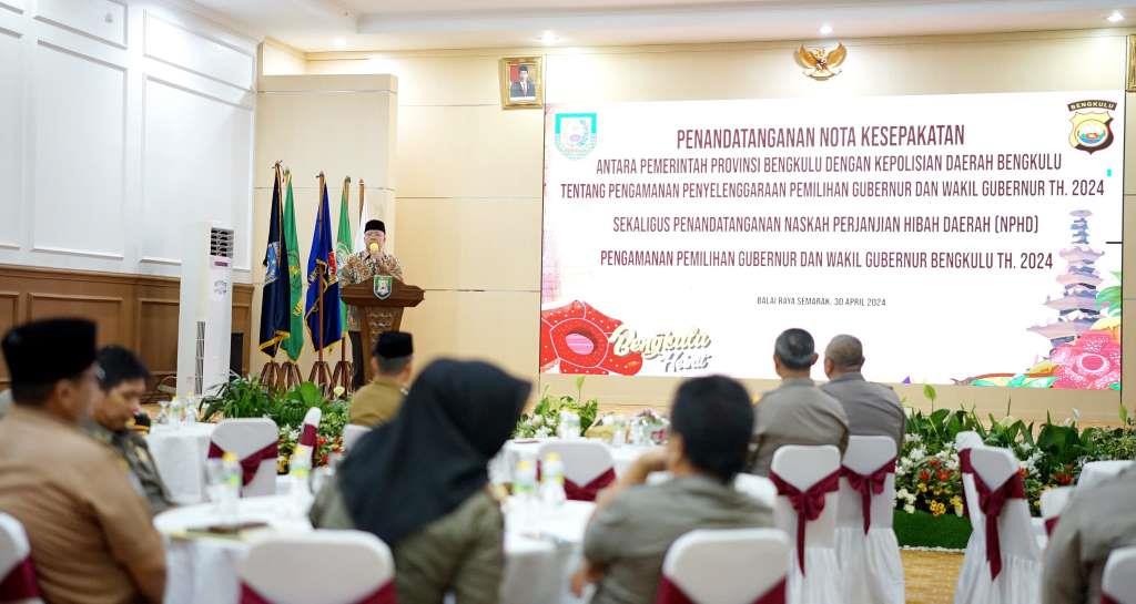 Pemprov Bengkulu Hibahkan Anggaran Pengamanan Pilgub Bengkulu 2024