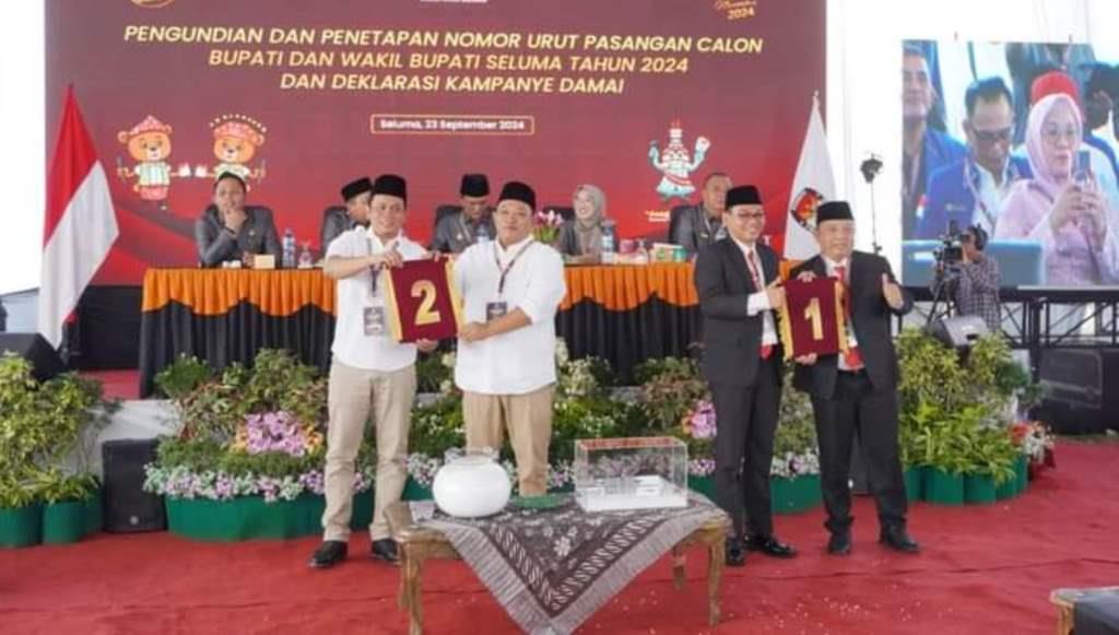 Nomor Urut Paslon Pilkada Seluma: Teddy-Gustianto 1,  Erwin-Jonaidi 2