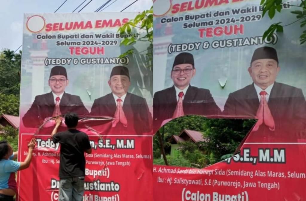 Baliho Dirusak, Tim Teddy-Gustianto Akan Ganti dan Perbaiki, Simpatisan Diminta Tidak Terprovokasi