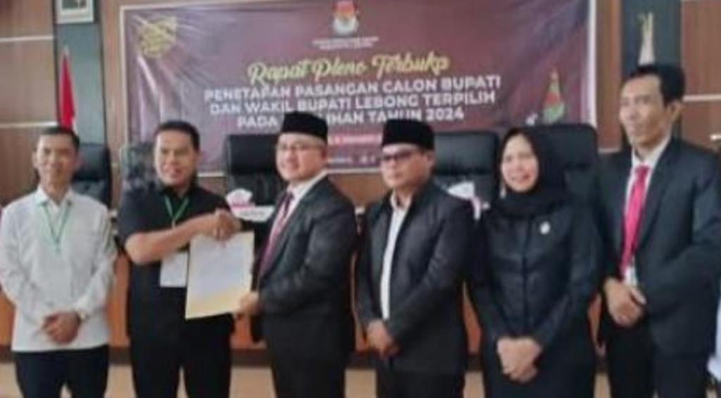 KPU Lebong Tetapkan Azhari–Bambang sebagai Bupati dan Wakil Bupati Lebong Terpilih