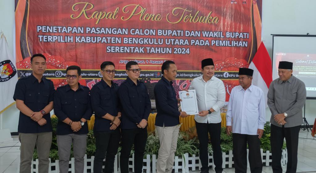 KPU Tetapkan Arie-Sumarno Bupati dan Wakil Bupati Terpilih Bengkulu Utara