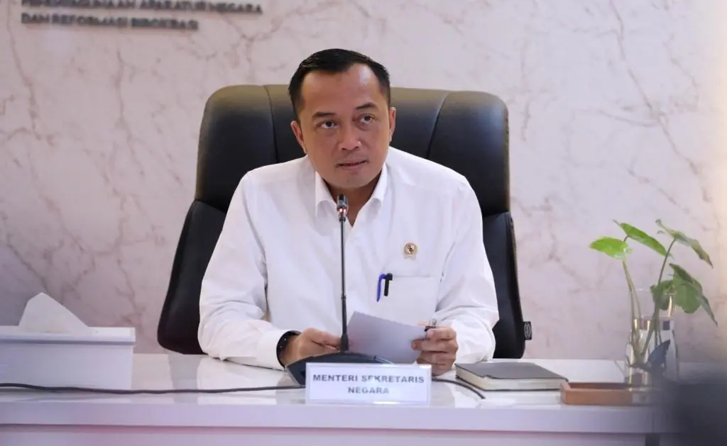 Menteri Sekretaris Negara Prasetyo Hadi, saat konferensi pers pengangakatan CASN 2024 bersama Menteri PANRB Rini Widyantini, di Jakarta, Senin, (17/03/2025), Foto: Dok