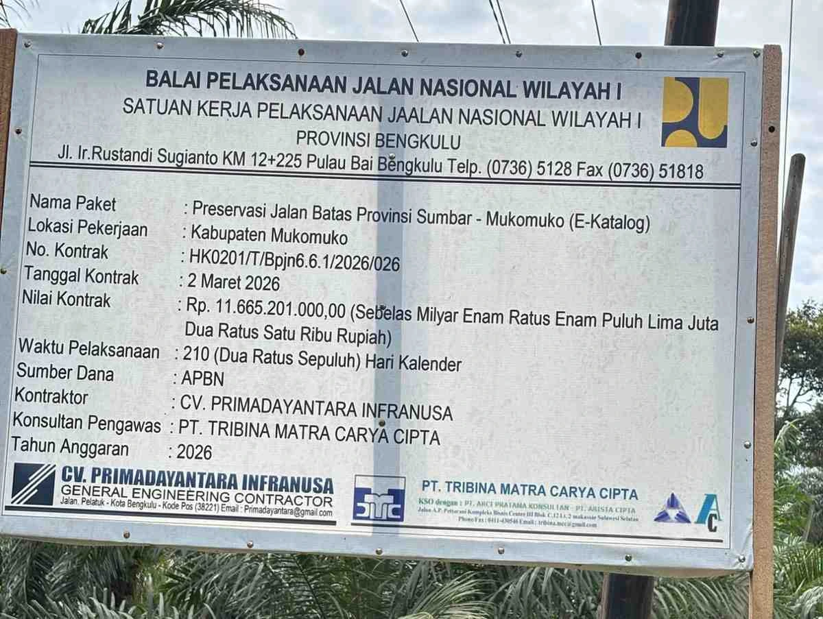 Progres Capai 70 Persen, Preservasi Jalan Nasional Mukomuko Ditargetkan Rampung Tepat Waktu